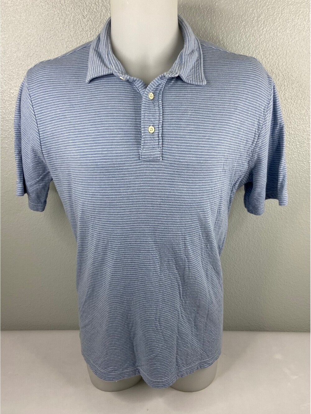 Faherty Men XL Blue Cloud Cotton Polo Shirt Peru Casual Golf